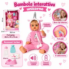 Birby Fantasy Bambola Unicorno Interattivo - collezionabili bambina