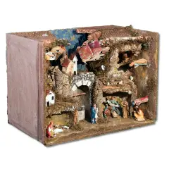 PRESELIBRO Presepe Apribile con Grotta 141x37,5x42 cm - presepi