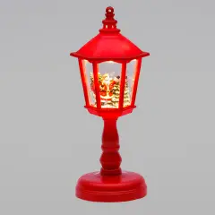 Lampione Natalizio Rosso con LED, Glitter e Musica, 21 cm - addobbi casa
