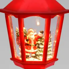 Lampione Natalizio Rosso con LED, Glitter e Musica, 21 cm - addobbi casa