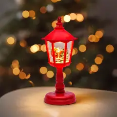Lampione Natalizio Rosso con LED, Glitter e Musica, 21 cm - addobbi casa