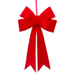 Fiocco Natalizio Rosso Velvet Bow con 24 MicroLED Bianco Caldo 60 cm - addobbi casa