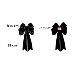 Fiocco Natalizio Rosso Velvet Bow con 24 MicroLED Bianco Caldo 60 cm - addobbi casa