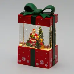 Pacco Regalo Natalizio Rosso con Glitter Luminosi LED e Musica H19 cm - addobbi casa