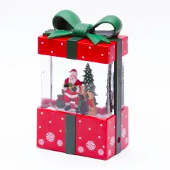 Pacco Regalo Natalizio Rosso con Glitter Luminosi LED e Musica H19 cm - addobbi casa