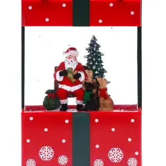 Pacco Regalo Natalizio Rosso con Glitter Luminosi LED e Musica H19 cm - addobbi casa