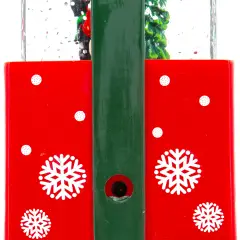 Pacco Regalo Natalizio Rosso con Glitter Luminosi LED e Musica H19 cm - addobbi casa