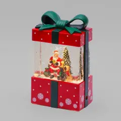 Pacco Regalo Natalizio Rosso con Glitter Luminosi LED e Musica H19 cm - addobbi casa