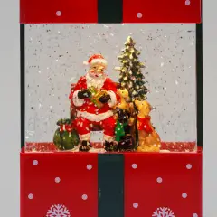 Pacco Regalo Natalizio Rosso con Glitter Luminosi LED e Musica H19 cm - addobbi casa