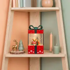 Pacco Regalo Natalizio Rosso con Glitter Luminosi LED e Musica H19 cm - addobbi casa