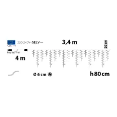 Ice Light Natalizio 384 LED Bianco Caldo Full-Flash 340x80 cm - luci