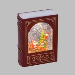 Libro Natalizio Bordeaux e Oro con Glitter LED Bianco Caldo e Musica - addobbi casa