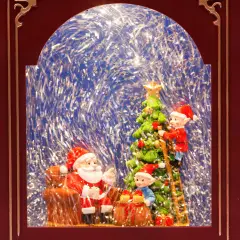 Libro Natalizio Bordeaux e Oro con Glitter LED Bianco Caldo e Musica - addobbi casa