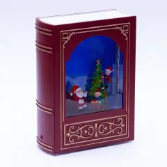 Libro Natalizio Bordeaux e Oro con Glitter LED Bianco Caldo e Musica - addobbi casa