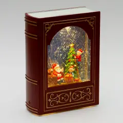 Libro Natalizio Bordeaux e Oro con Glitter LED Bianco Caldo e Musica - addobbi casa