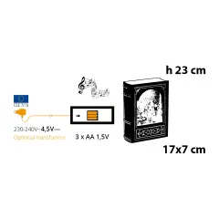 Libro Natalizio Bordeaux e Oro con Glitter LED Bianco Caldo e Musica - addobbi casa