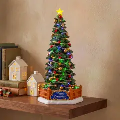 Albero di Natale per Villaggio Natalizio con Luci LED e Musica H30 cm - addobbi casa