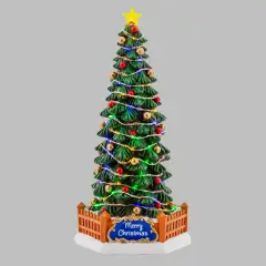 Albero di Natale per Villaggio Natalizio con Luci LED e Musica H30 cm - addobbi casa