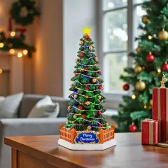 Albero di Natale per Villaggio Natalizio con Luci LED e Musica H30 cm - addobbi casa