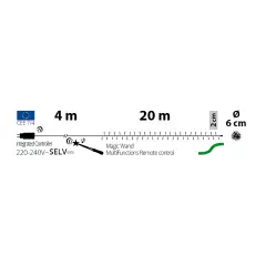 Catena Luminosa Natalizia MiniCluster 1000 LED Bianco Caldo 20 m con Bacchetta Magica - luci