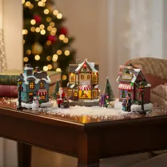 Casetta Natalizia Luminosa LED Colorati per Villaggio di Natale H13 cm - addobbi casa