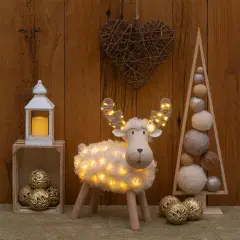Pecorenna Luminosa Natale H45 cm con 80 MicroLED Bianco Caldo e Multicolor - addobbi casa