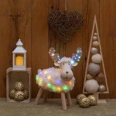 Pecorenna Luminosa Natale H45 cm con 80 MicroLED Bianco Caldo e Multicolor - addobbi casa