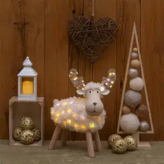 Pecorenna Luminosa Natale H45 cm con 80 MicroLED Bianco Caldo e Multicolor - addobbi casa