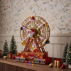 Ruota Panoramica di Babbo Natale con LED Colorati e Musica Natalizia - addobbi casa