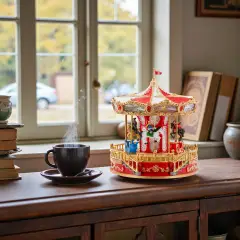 Giostra Natalizia con Soggetti Rotanti LED Colorati e Musica - addobbi casa