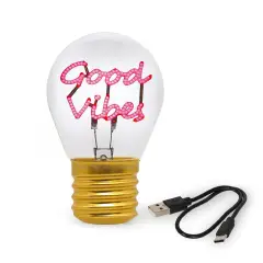 Legami - Bulb Fiction Lampada Da Tavolo A Forma Di Lampadina Good Vibes - legami