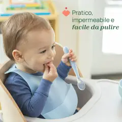 Bavaglino In Silicone Con Tasca Azzurro - Sicurezza e igiene