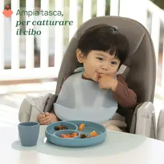 Bavaglino In Silicone Con Tasca Azzurro - Sicurezza e igiene