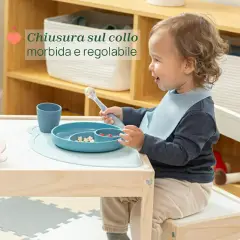 Bavaglino In Silicone Con Tasca Azzurro - Sicurezza e igiene